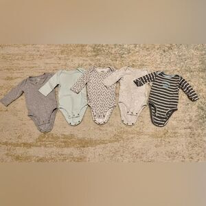 Bundle of five 0-3 month long sleeve shirt onesies